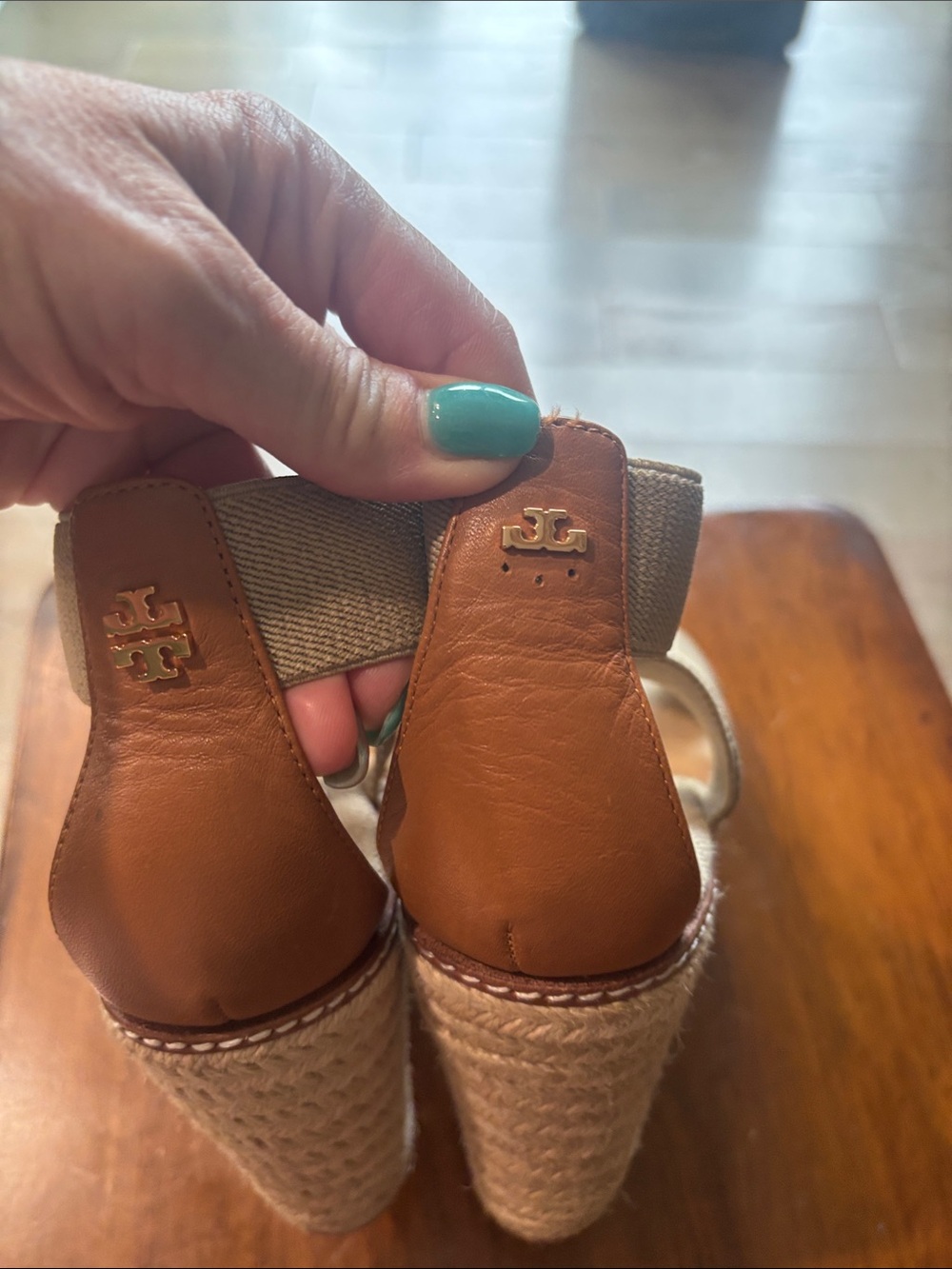 Tory Burch Beige Crisscross Espadrille Wedge Sandals - Women - Picture 5 of 10